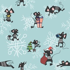 Christmas mice getting ready for the holiday. new