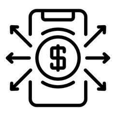 Smartphone payment icon. Outline smartphone payment vector icon for web design isolated on white background