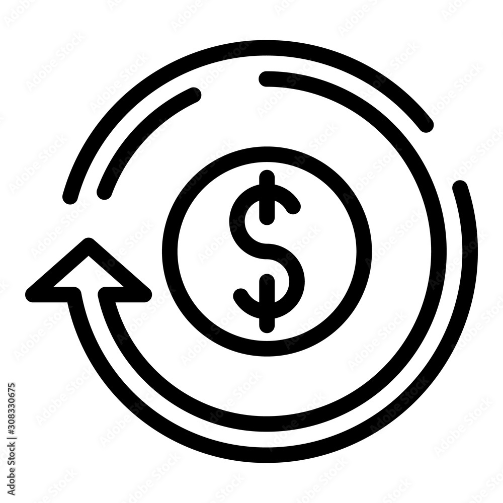 Poster coin and circular arrow icon. outline coin and circular arrow vector icon for web design isolated on