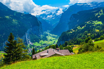 Traditional houses, Lauterbrunnen valley, Switzerland