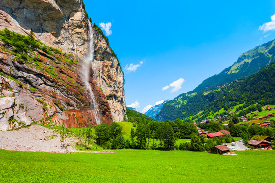 Waterfall in Lauterbrunnen valley, Switzerland