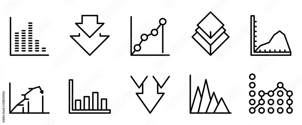 Poster regression icons set. outline set of regression vector icons for web design isolated on white backgr