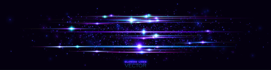 Glint cosmic rays. Power energy. Futuristic wave Flash. Magic sparks. Mystical shine streaks. Empty place. Neon wind lines. Glow effect. Beautiful light. Abstract background. Vector. EPS10