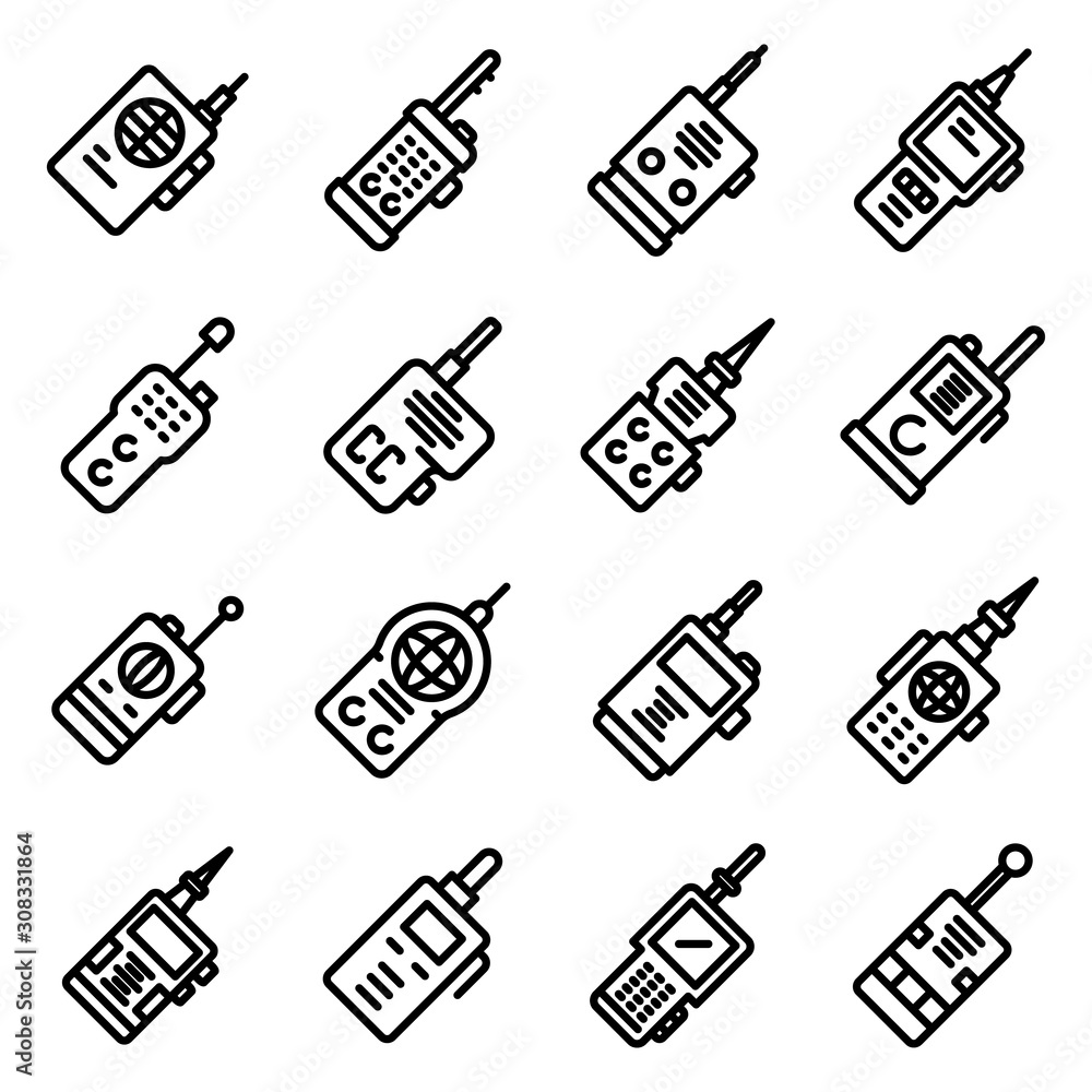 Poster walkie talkie icons set. outline set of walkie talkie vector icons for web design isolated on white 