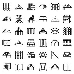 Roof icons set. Outline set of roof vector icons for web design isolated on white background © ylivdesign