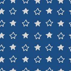 Fototapeta premium Absctract nordic trandy pattern with stars for decoration interior, print posters, greating card, bussines banner, wrapping in trendy pantone 2020 color classic blue in vector.