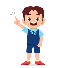 happy cute kid boy ready to go to school