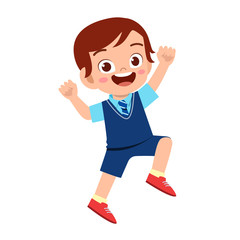 happy cute kid boy ready to go to school