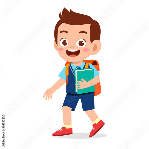 Happy Cute Kid Boy Ready To Go To School Wall Mural Wallpaper Murals Colorfuel Studio Happy Cute Kid Boy Ready To Go To School Wall Mural Wallpaper Murals Colorfuel Studio