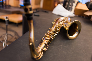 Saxophone before jazz performance