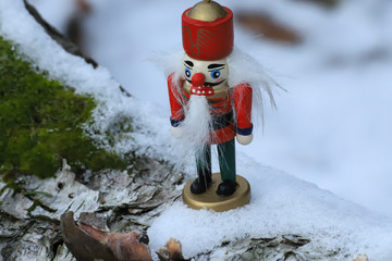 Nutcracker in a winter scene