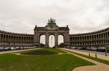 Triumphal arch in Park of the Fiftieth Anniversary in Brussels on January 3, 2019.