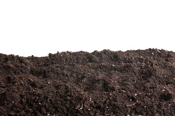pile of soil background, earth texture isolated on a white background
