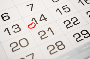 mark on the calendar February 14, Valentine's day, love, relationship