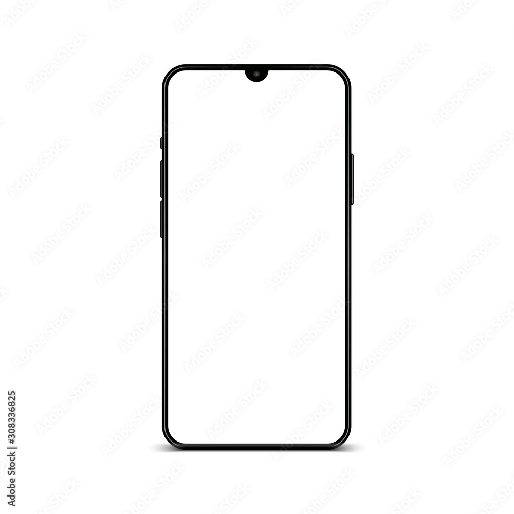 Poster black smartphone with empty touch screen, model mobile - for stock