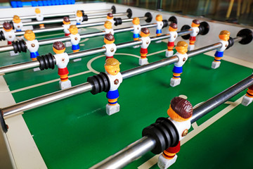 Fototapeta premium dolls of a retro foosball table to play table football
