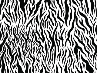 Fototapeta na wymiar Full seamless zebra and tiger stripes animal skin pattern illustration. Black and white vector design for textile fabric printing. Fashionable and home design fit.