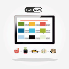 Online shopping concept. Set icons. Flat vector illustration.