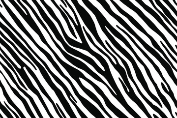 Full seamless zebra and tiger stripes animal skin pattern illustration. Black and white vector design for textile fabric printing. Fashionable and home design fit. - obrazy, fototapety, plakaty
