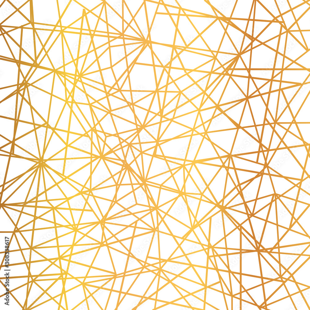 Aufkleber gold foil wire triangles geometric seamless mosaic repeat pattern background - for stock