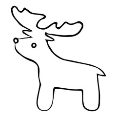 Deer of Santa Claus. Colorless background. Coloring book for children. Christmas. New Year. Holiday print.