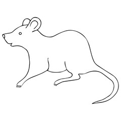 Belaya metallicheskaya krysa. Bestsvetnyy fon. Kitayskiy novyy god. Vostochnyy kalendar'. Raskraska dlya detey. Prazdnichnyy print.  Krysa, kitayskiy novyy god, metallicheskaya, belaya, raskraska dlya