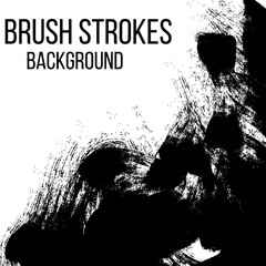 Brush strokes. Grunge backgrounds set. Black abstract vector spots on the white background.