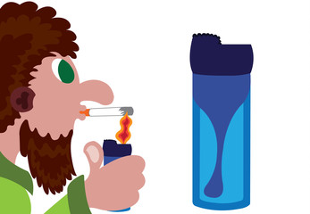 An active smoker using a lighter