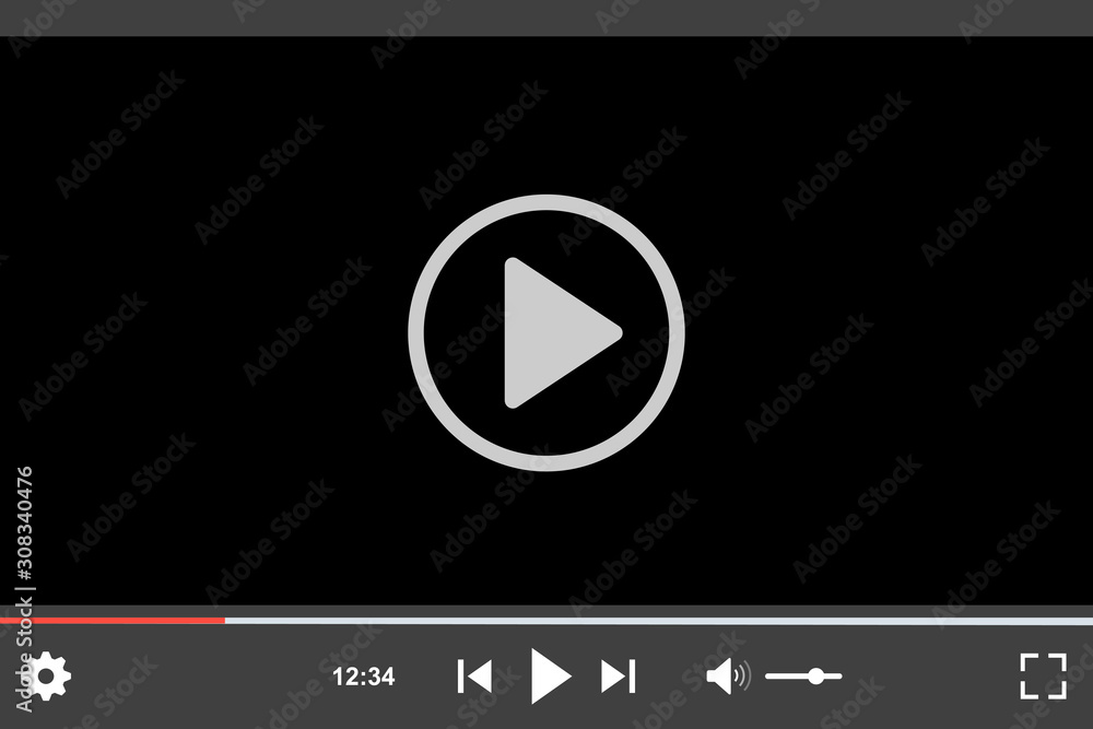 Poster Video player. Multimedia player social media. Video player interface template for web and mobile apps – for stock
