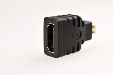mini HDMI adapter and HDMI connector to connect external monitors to computer with HDMI cable