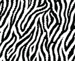 Full seamless zebra and tiger stripes animal skin pattern illustration. Black and white vector design for textile fabric printing. Fashionable and home design fit.