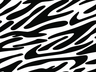 Full seamless zebra and tiger stripes animal skin pattern illustration. Black and white vector design for textile fabric printing. Fashionable and home design fit.