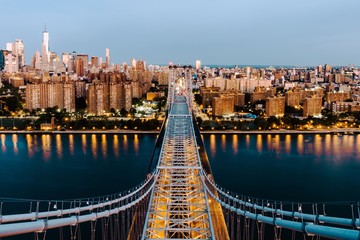 Aerial shot of the Queensboro Bridge and the buildings in New York City, United States