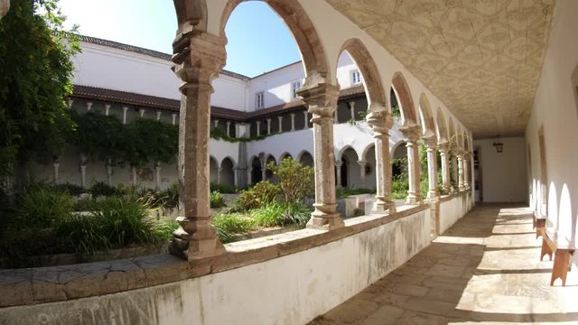 Gothic cloister from old monastery 4k