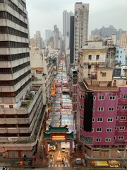 Busy Hong Kong Street, Birds eye view