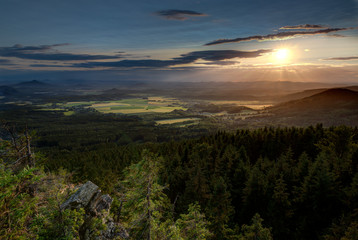 Sunrise and Inversion at Jested mountain close town Liberec, Czech republic.