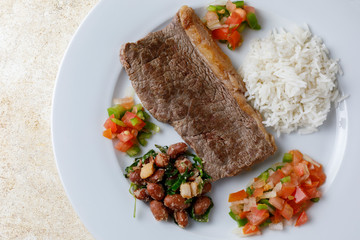 Traditional cuban food with meat and rice