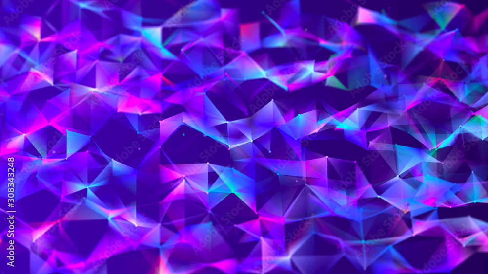 Poster Visualization musical sounds. Abstract technology background. Artificial intelligence. Science background. Big data visualization. 3D rendering.