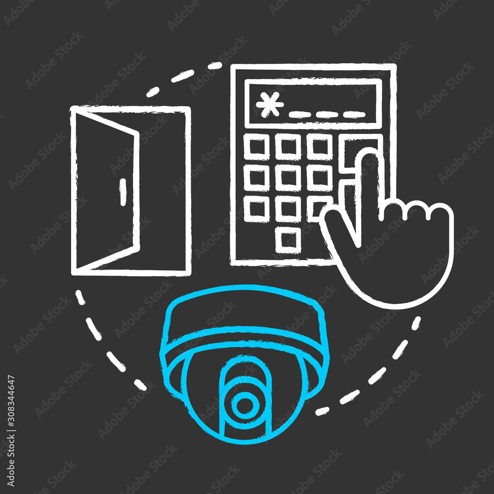 Poster smart intercom chalk concept icon. home security system idea. innovative technology for apartment. f