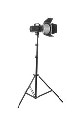 Professional lighting equipment for photo studio on white background