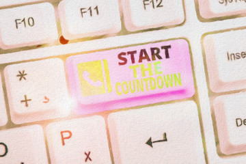 Conceptual hand writing showing Start The Countdown. Concept meaning Sequence of Backward Counting to Set the Timer