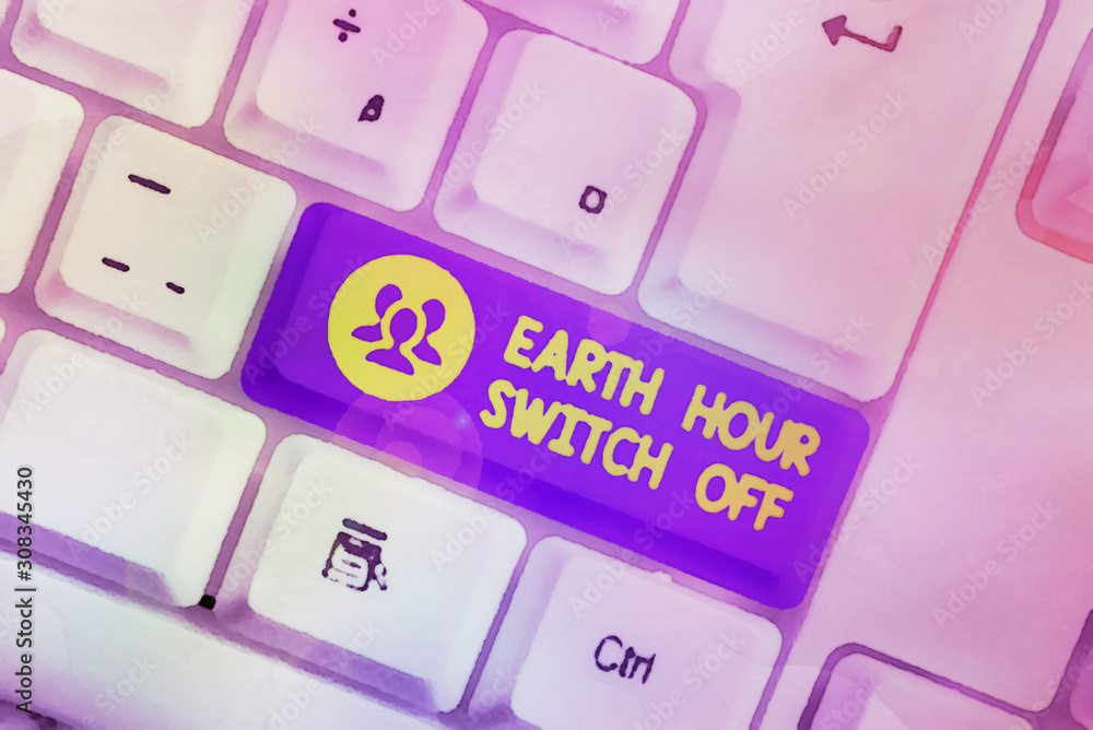 Aufkleber handwriting text writing earth hour switch off. conceptual photo the lights out event annual movemen