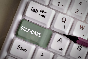 Handwriting text Self Care. Conceptual photo the practice of taking action to improve one s is own...