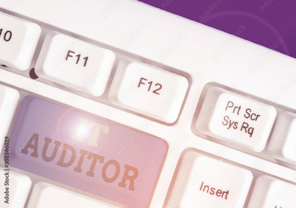 Poster word writing text it auditor. business photo showcasing demonstrating authorized to review and verif