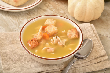 Bowl of turkey soup