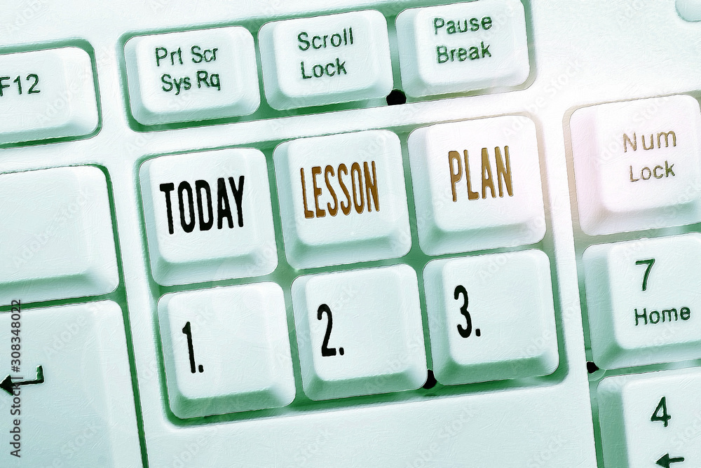 Poster writing note showing lesson plan. business concept for a teacher s is detailed description of the co