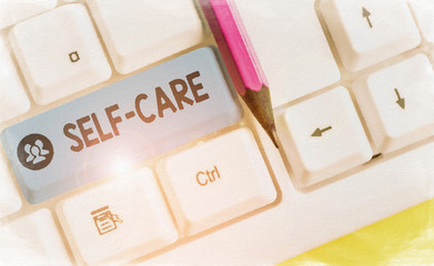 Handwriting text Self Care. Conceptual photo the practice of taking action to improve one s is own...