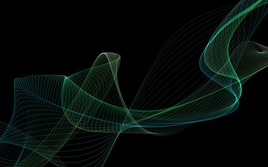 Dark abstract background with a glowing abstract waves