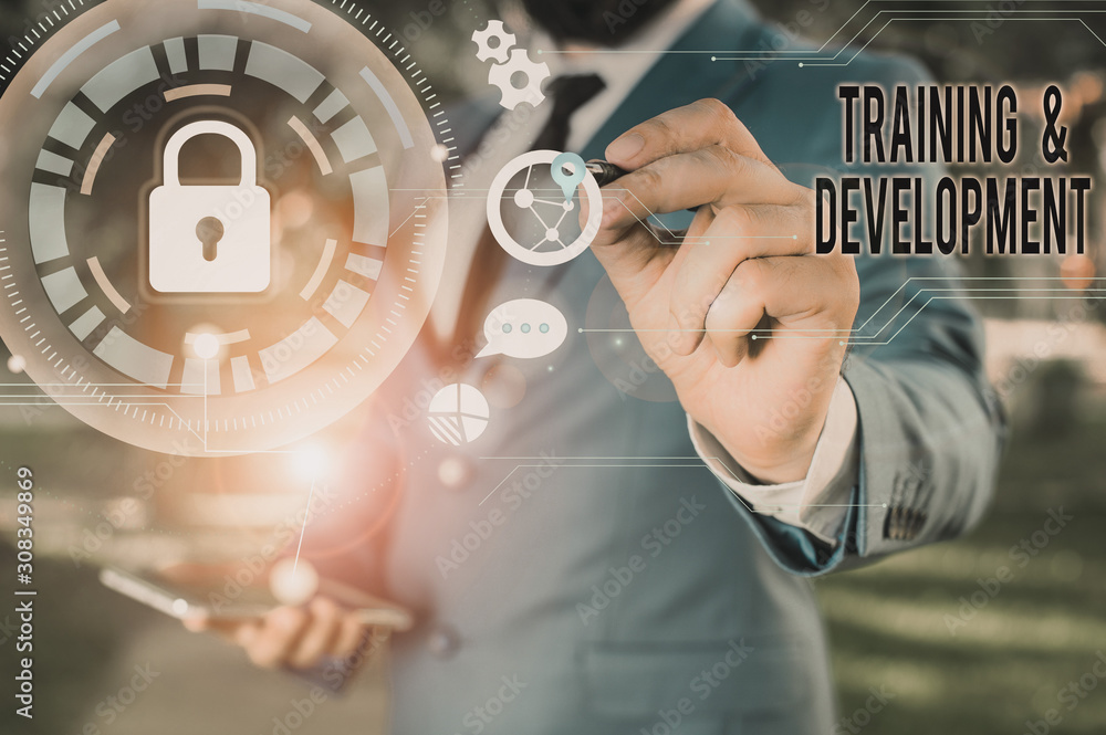 Poster word writing text training and development. business photo showcasing learn specific knowledge to im