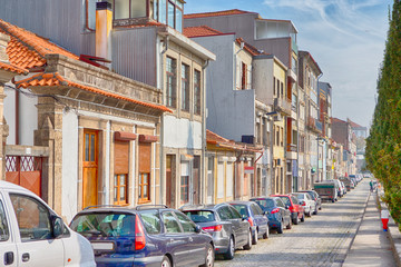 Travel Ideas. Calm and Empty Street in Porto City in Portugal At Daytime.